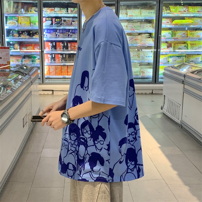夏季新款潮牌短袖T恤港风圆领动漫印花半袖男女 1633-P38 控价58图片