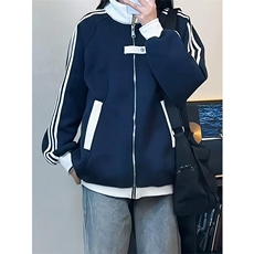 抖音得物高品质26春装美式高街结构拼接织带翻领卫衣夹克开衫外套，男装夹克，电商A443