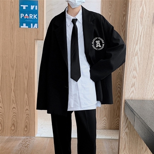秋季港风新款韩版宽松翻领西装西服外套男XZ614P75控88