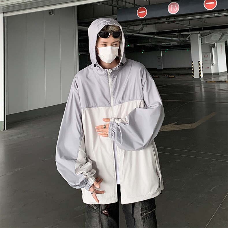 2024夏季户外轻薄防晒服撞色拼接连帽薄款防晒衣F22-P44,男装防晒衣,星座313A-2