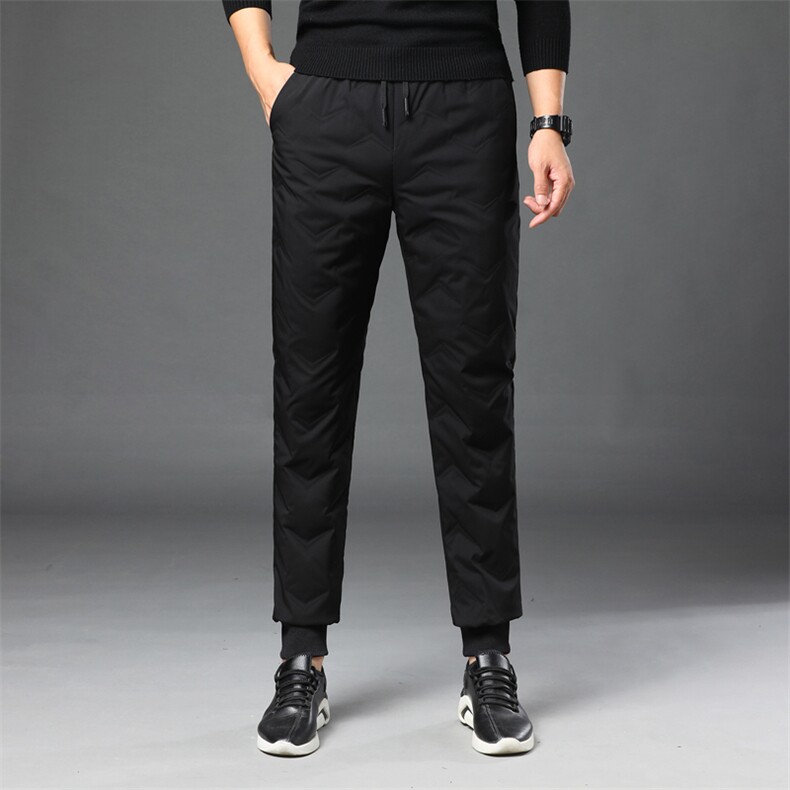 I803男式2021冬季新款时尚羽绒裤修身百搭加绒加厚保暖休闲裤P145，男装棉裤，电商B360