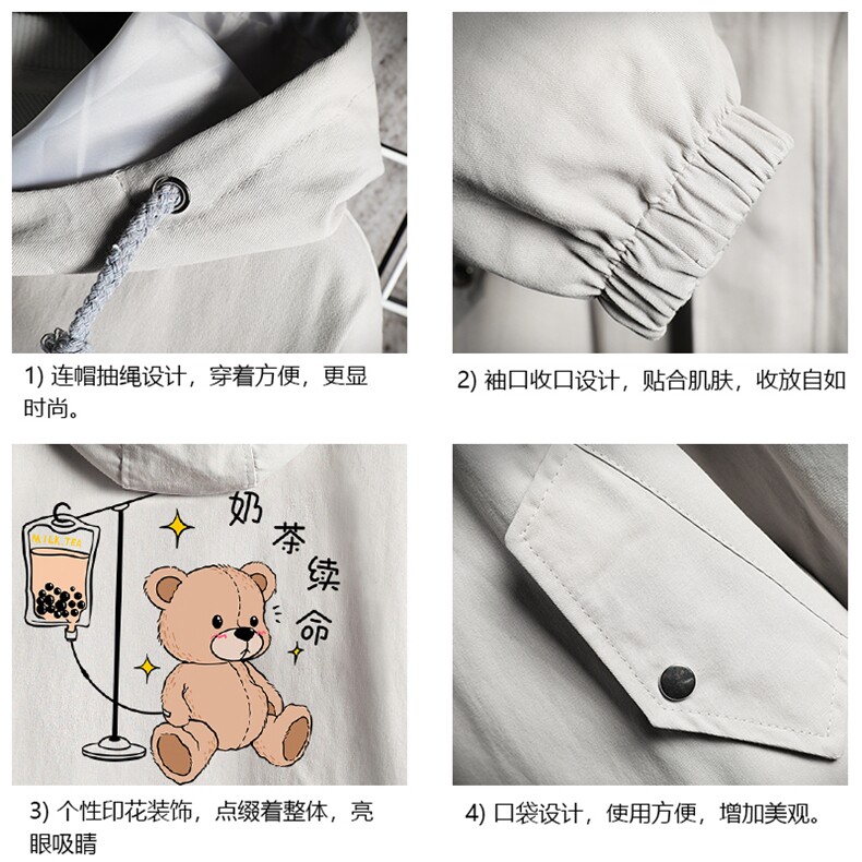 JK41194-P85加棉款-P115纯棉连帽夹克男士大码工装夹克男网格,男装夹克,电商A040A