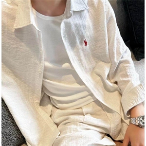 网图慎用 夏休闲松弛感慵懒简约长袖衬衫套装高质量TC01图片