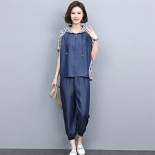 大码牛仔套装女2025夏季新款时尚洋气减龄休闲天丝中年妈妈两件套，女装套装/套裙，忆绮罗