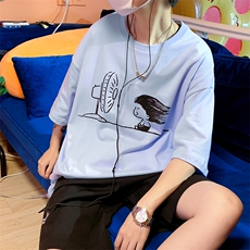 517A-1-T903-P28控38个性涂鸦宽松大码圆领短袖情侣T，男装T恤，星座517A-1