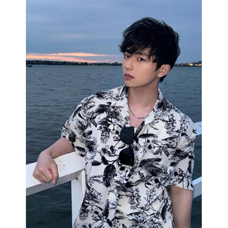 新款潮流印花短袖衬衫男女款潮牌宽松休闲百搭衬衣潮 CC02图片