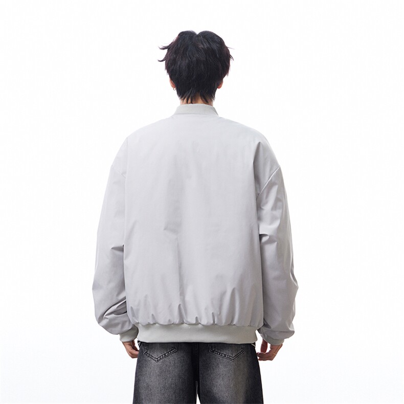 抖音直播带货高品质净色纯色光版二开棒球领飞行夹克棉衣M1350P75,男装夹克,电商C408-1(原B339-1)
