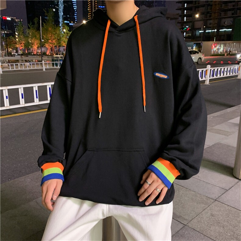 春秋新款韩版潮流开衫港风棒球服宽松百搭连帽卫衣彩条W1449-P38,男装夹克,星座512-4