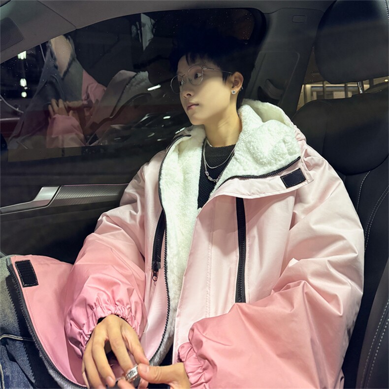 渐变三防户外冲锋衣内里600克仿兔毛潮牌棉衣XZ301AY08P128，男装棉衣，星座301A