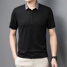 FL-ZS60882男式2023年夏季新款丝光棉T恤衫男短袖翻领休闲体恤P63，男装T恤，电商B360