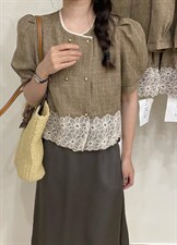 小香花边短袖，其它，唇蔻