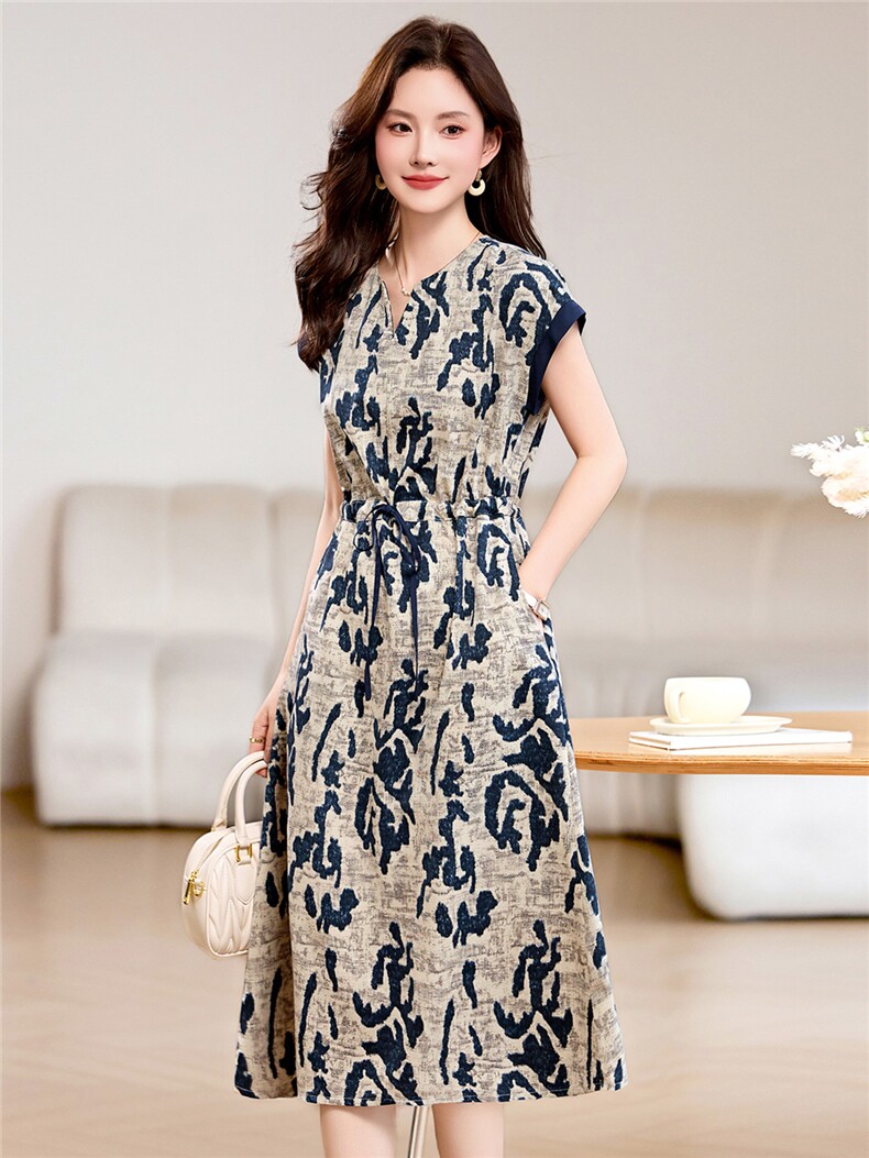 夏装新款宽松遮肚显瘦减龄休闲连衣裙,女装连衣裙,姿衣坊