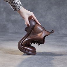 2023秋季新款真皮英伦马丁靴女V口系带小短靴系带及踝瘦瘦靴女靴，女鞋马丁靴，电商A223