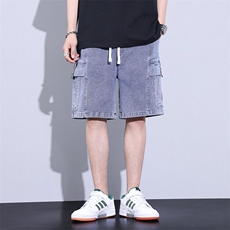 2025夏季新款男工装短裤夏季纯棉薄款美式潮牌加大加肥休闲，男装牛仔裤，星座715-4