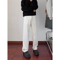 B221美式ins高街暗黑宽松纯白色牛仔裤LK24414-特P36控68，男装牛仔裤，电商B221