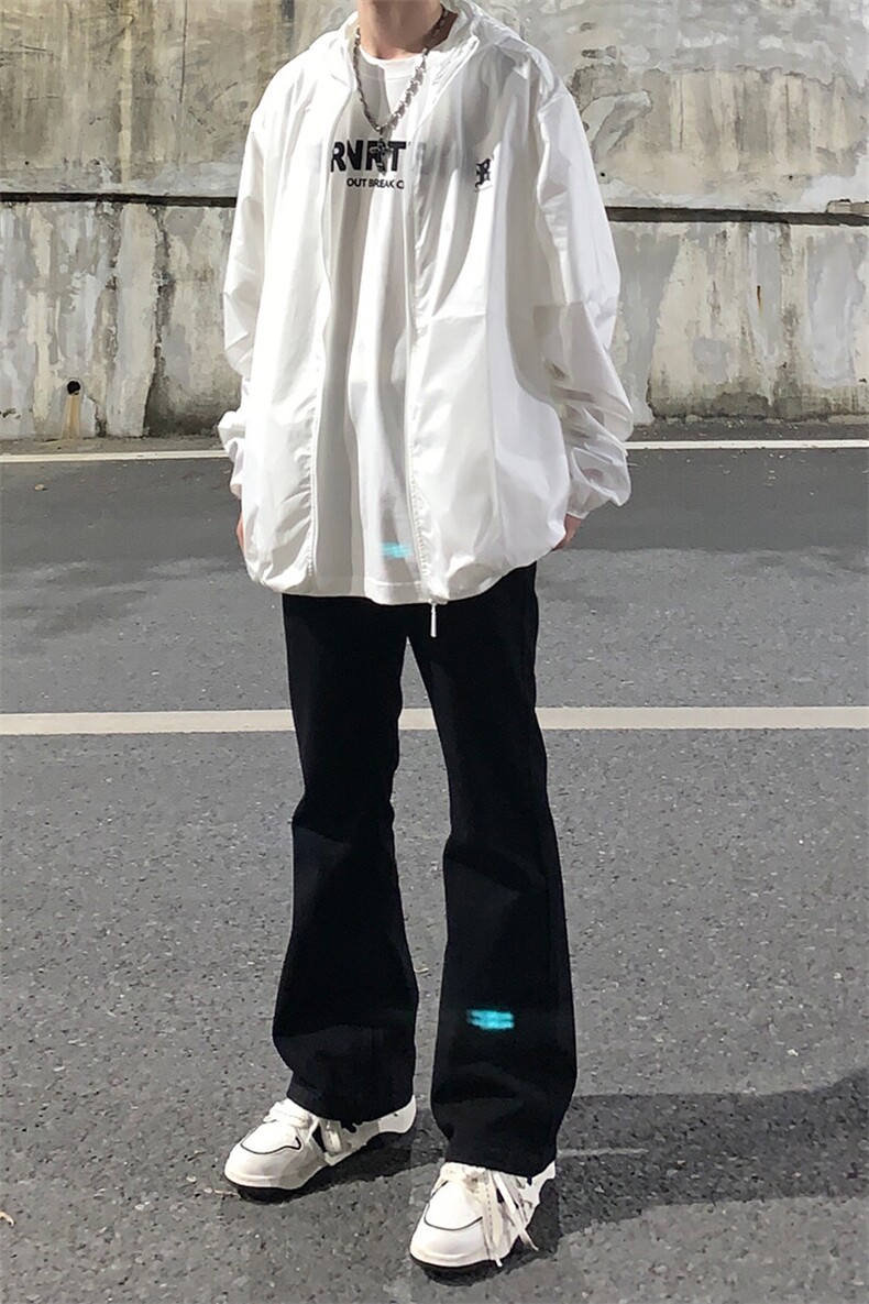 美式hiphop裤子高街vibe弹力黑色牛仔裤修身直筒微喇叭痞帅工装裤,男装牛仔裤,星座310A-4