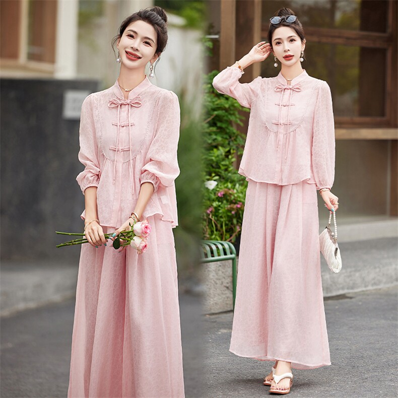 新中式国风阔腿裤裙女2025夏新款时尚洋气减龄遮肉防晒，女装防晒衣，水衣源