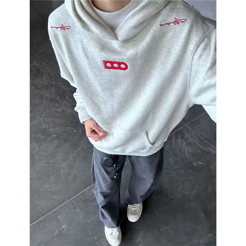 网图-春秋新款美式高街刺绣连帽卫衣男9157-P48，男装卫衣，电商B380（原B361）