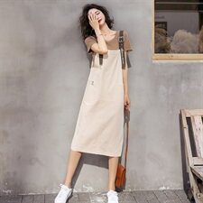 洋气背带裙套装女夏季2024新款女装时尚显瘦两件套连衣裙减龄套裙，女装套装/套裙，慧尚依恋