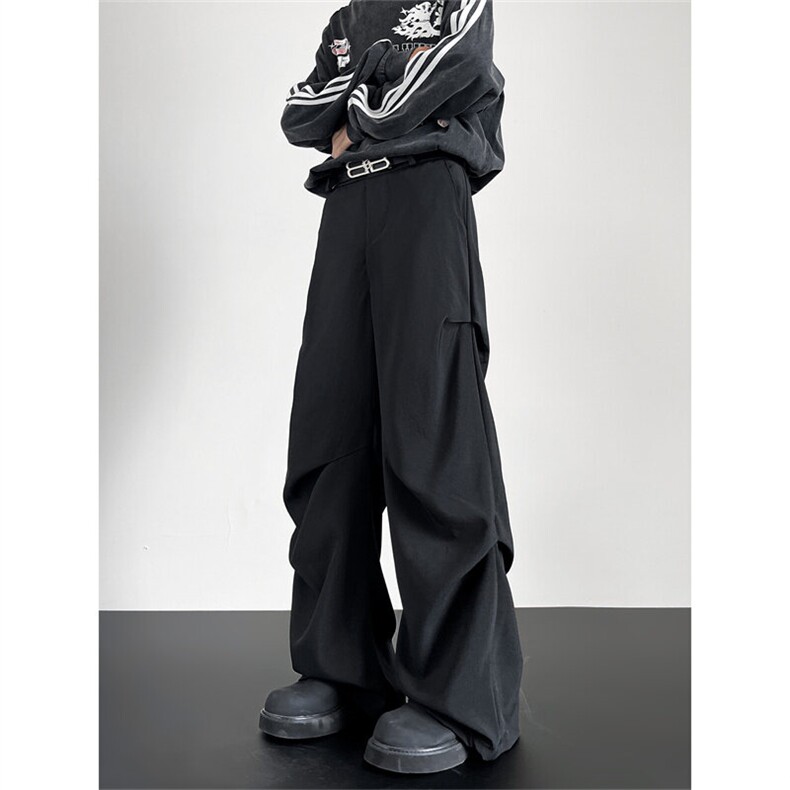 休闲西裤男士韩版潮流褶皱帅气垂感百搭2025秋冬ins长裤K5772-P35，男装西裤，星座412-2