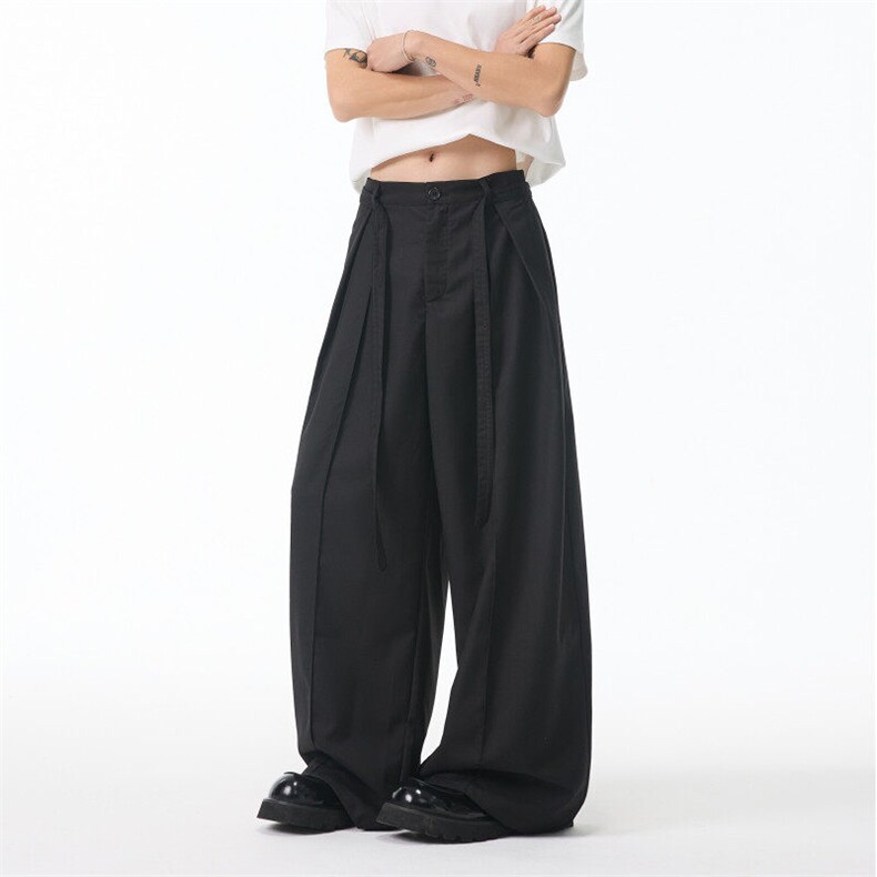 抖音品质春季新款潮流打褶宽松阔腿西裤B315-K25718-特p40控78,男装休闲裤,电商B315