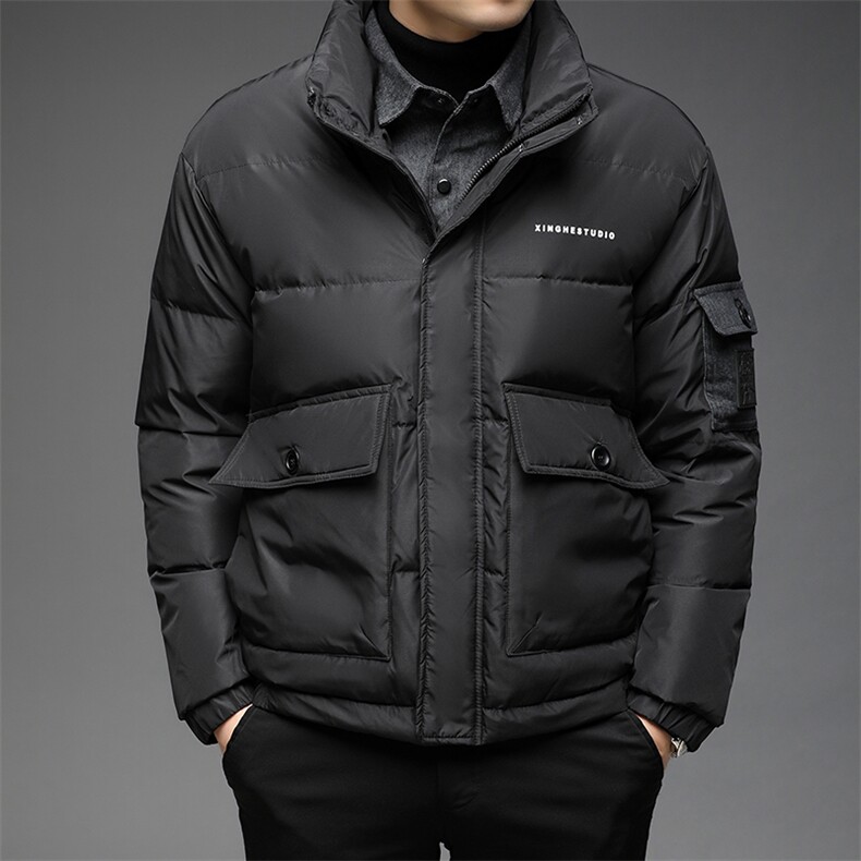 冬季休闲新款羽绒服男纯色外套中年爸爸装保暖立领BJY08183-P230,男装羽绒服,电商B212（原钱塘6029）