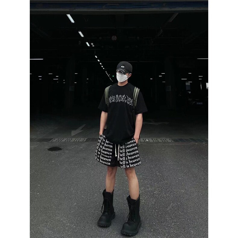 美式字母满印抽绳四分短裤男夏网眼篮球运动健身裤KA23,男装牛仔裤,星座1116A（原606A-3）