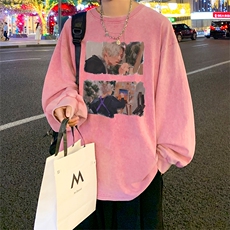 直播品质重磅纯棉美式蜡染水洗做旧潮牌宽松长袖t恤CT299特P38，男装T恤，电商A486