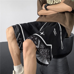 2025夏季腰果花假两件刺绣短裤宽松 M~5XL XZ604-DK801-P45控58图片