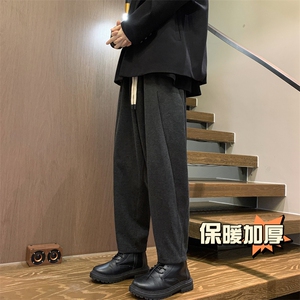 冬季新款加厚抗起球呢料哈伦裤宽松大码休闲萝卜裤小脚男872-P65图片