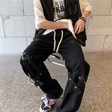美式高街黄泥染牛仔裤男水洗做旧复古中腰宽松直筒休闲长裤子，男装牛仔裤，星座601-2