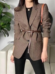 千鸟格小西装图片