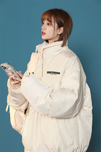 凯旋白鸭绒中性冬季潮流设计感抽绳立领羽绒服 YR214P195控258图片