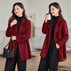 现货双面呢羊绒大衣，女装羊绒大衣，韩派