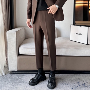 裤子男韩版秋冬加绒加厚九分小西裤男士修身垂感西装裤休闲长裤潮图片
