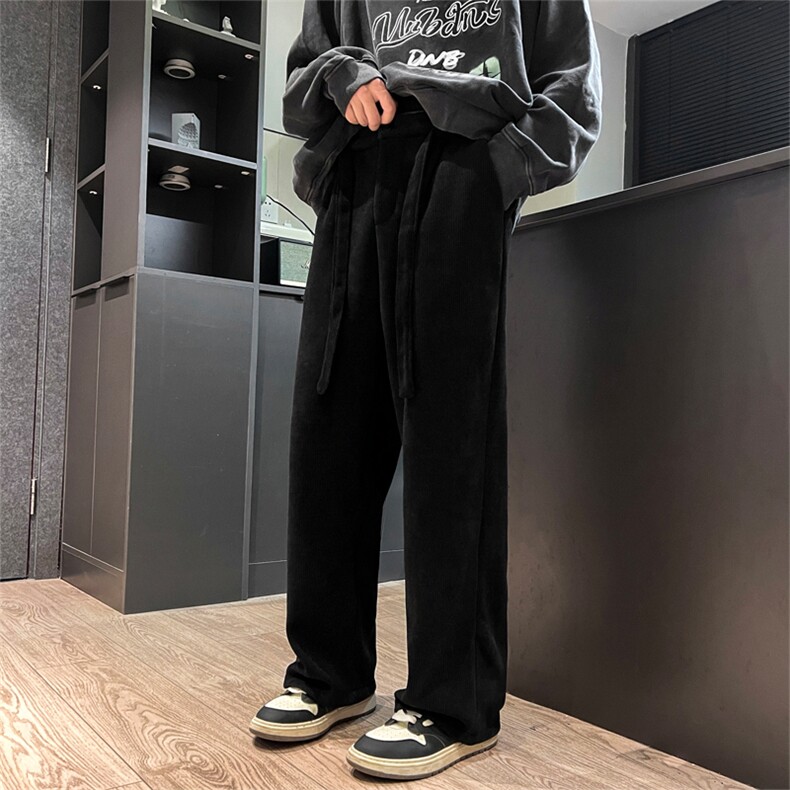 休闲裤重磅卫裤冬季男雪尼尔灯芯绒裤垂感阔腿裤K993P55加绒65图片