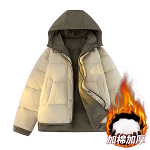 白底冬季加绒加厚假两件连帽男士防水保暖棉服A406 MY8829 P108图片