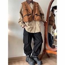 CP1184-P54短款百搭v领大口袋工装马甲男女cityboy马甲上衣，男装工装外套，电商B323A