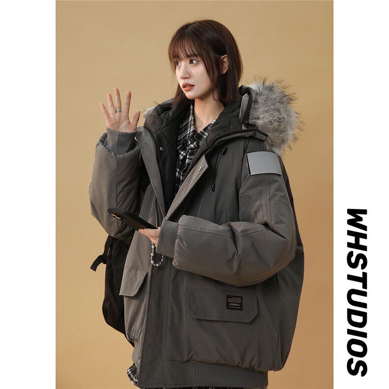 中性风连帽可脱卸毛领工装棉衣男大码潮流棉衣男MY77917P138控198，女装棉衣/棉服，星座226-1