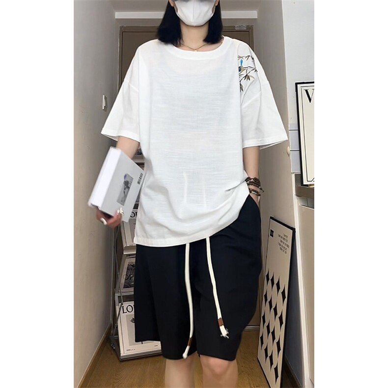 风绣花短袖T恤棉麻新中式宽松半袖体恤衫T3523-P32【特价】,男装T恤,电商A007