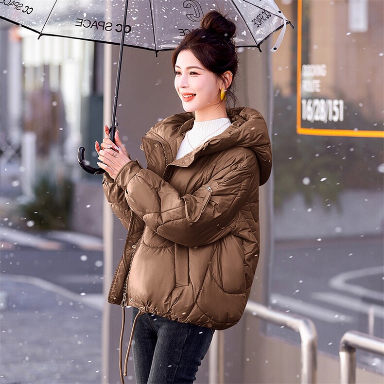 冬装新款简约时尚保暖连帽休闲棉服棉衣外套,女装棉衣/棉服,韩美纤衣
