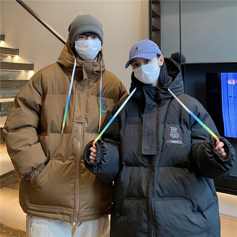 情侣装冬装 小熊加厚宽松连帽面包服棉衣外套情侣装棉服G1033P128图片