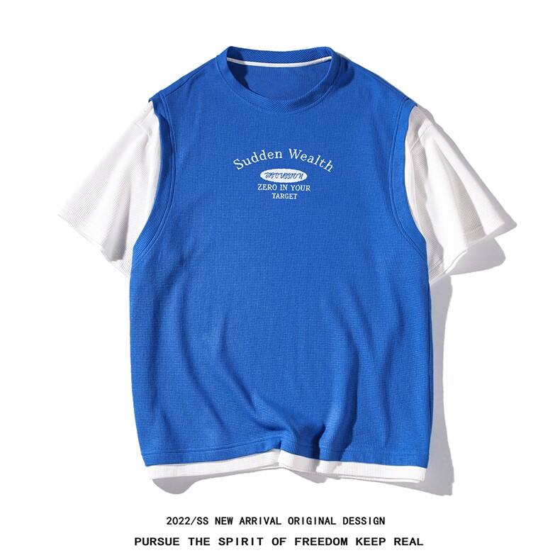 白底新款夏季时尚印花短袖T恤百搭宽松短裤套装TZ627P75控98,男装牛仔裤,电商A247-1