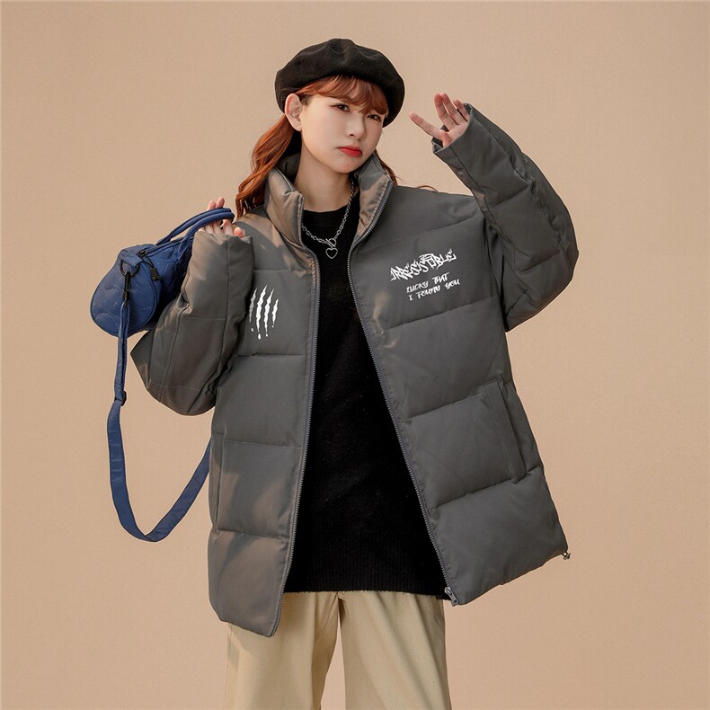 中性风 22冬季新款港风字母印花立领棉服TPMY57P65控99特批无差价图片