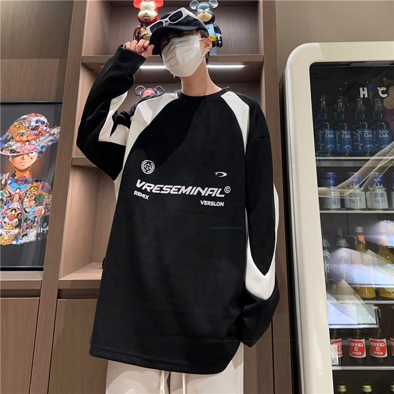 美式拼接撞色圆领卫衣秋款长袖212-2-DY110-特P45图片