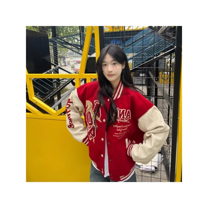1506-1/MH83651/P79红色棒球服女冬季马年毛巾绣情侣夹棉加厚夹克,男装夹克,星座1506-1