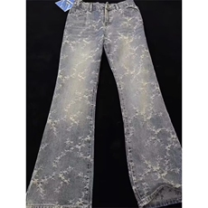 荆棘提花牛仔裤男美式vibe痞帅炸街弯刀裤修身微喇裤LK71000-P45，男装牛仔裤，星座1008
