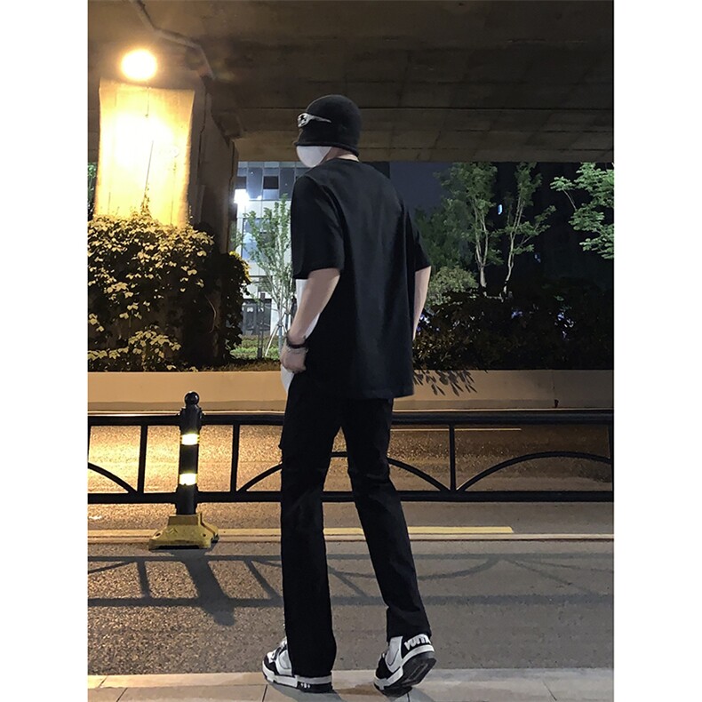 B221美式ins高街暗黑拉链小脚弹力破洞牛仔裤LK23060-P65控88,男装牛仔裤,电商B221