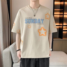 25177-特P38夏季时尚休闲T恤男打底衫港风宽松纯棉印花短袖T恤，男装T恤，电商D310B