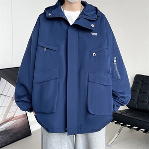 工装潮户外刺绣情侣款夹克春季冲锋衣男连帽外套A266-JK8019-P55,李维斯外套羊羔绒搭配图片
